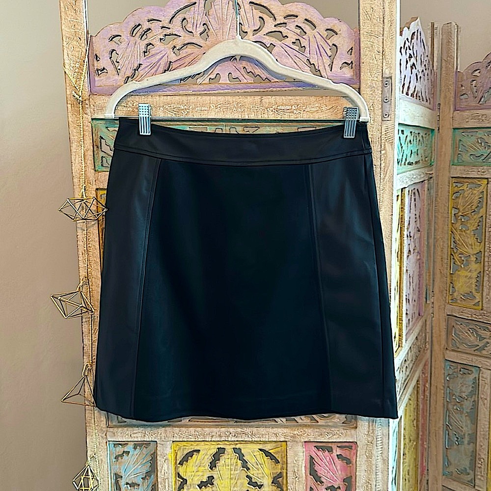 LOFT NWT Leather & Suede Black Skirt